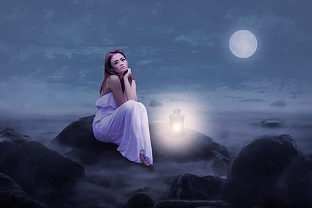 woman wearing purple dress during night time thumbnail