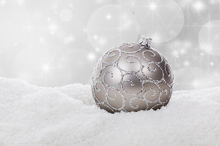 gray bauble on white powder thumbnail