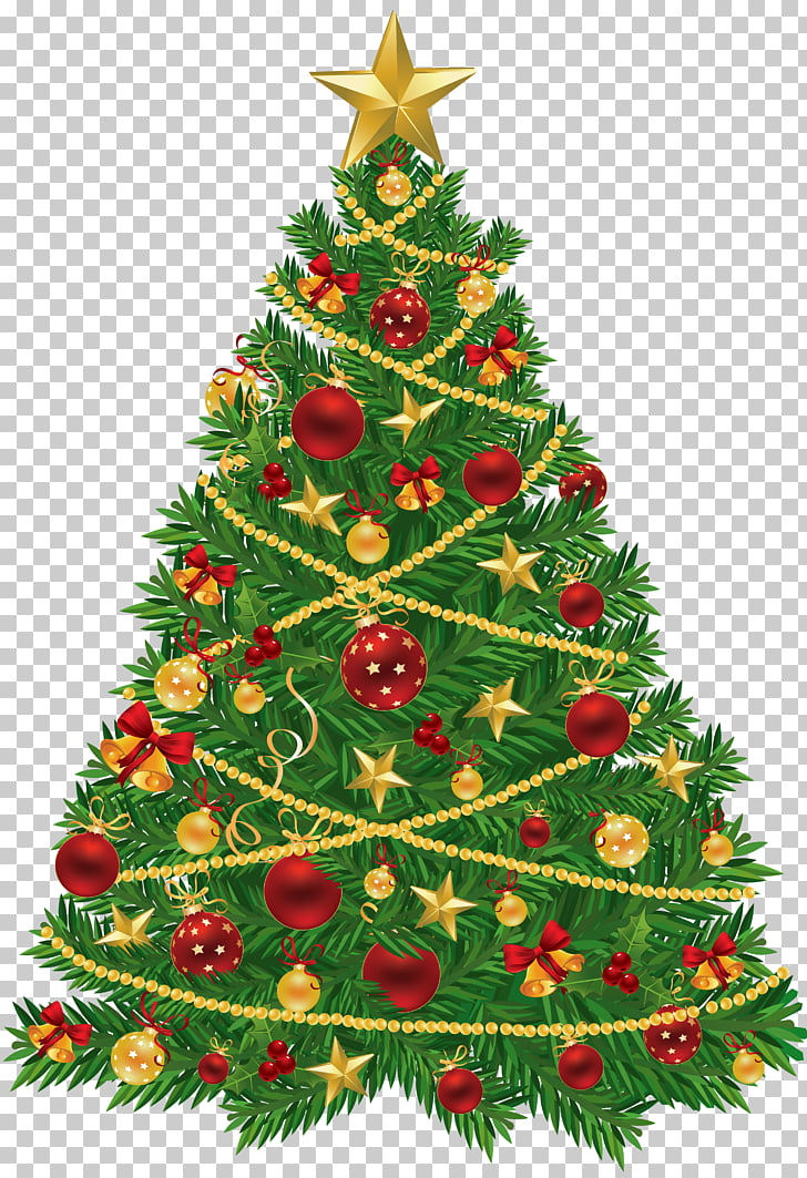 Christmas tree Santa Claus Christmas decoration Christmas ornament, Large Transparent Christmas Tree with Red and Gold Ornaments , Christmas tree PNG clipart