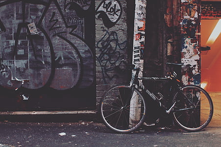 black rigid bicycle on road thumbnail