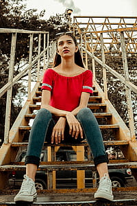 Woman Sitting on Stair thumbnail