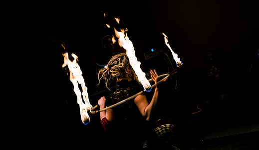 person holding gray steel ring with flame thumbnail