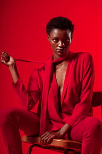 High Fashion Model In Red Photo thumbnail