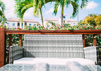 gray wicker couch thumbnail