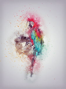 red, blue, and yellow parrot painting thumbnail