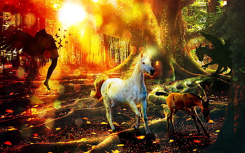 whit and brown stallions running thumbnail