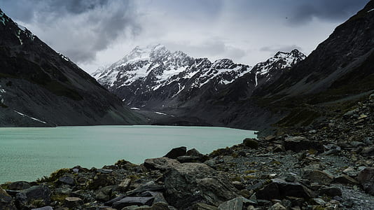 body of water within snow-covered mountain thumbnail