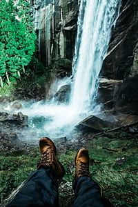 person siting near waterfalls thumbnail