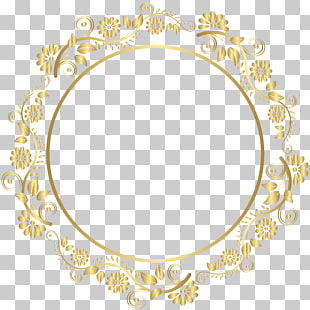 Round Gold Border Frame Deco , gold floral ornate round framed PNG clipart