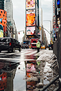 police officer on pedestrian in New York Time Square thumbnail