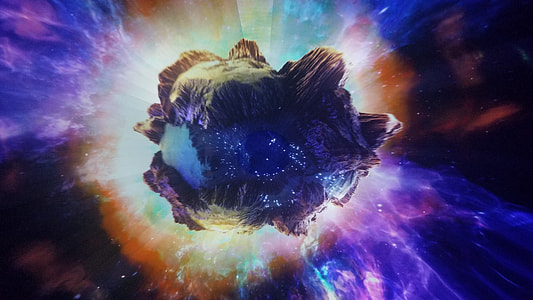 floating island on black and purple background illustration thumbnail