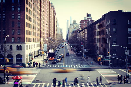 people and vehicles at the city during day thumbnail