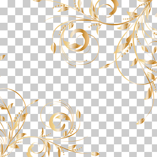 Euclidean Gold, golden patterns, orange floral border template PNG clipart