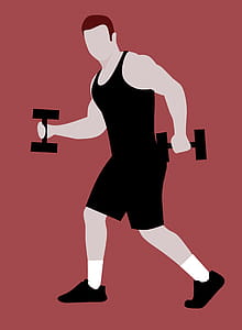 Man working out with weights - illustration. thumbnail