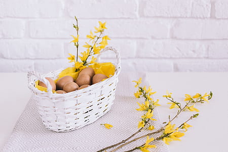 Brown Eggs in White Basket thumbnail