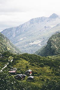bird's-eye view photography of houses on mountain thumbnail