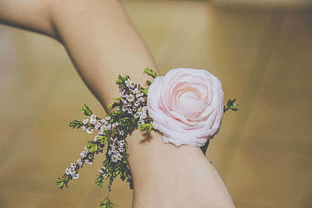 pink flower on person's wrist thumbnail