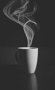 steam going out from mug grayscale photo thumbnail