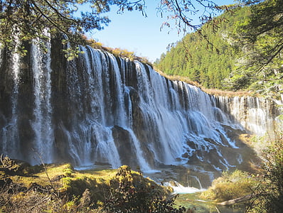 waterfalls under clear blue sky thumbnail