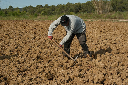 man using hoe on ground thumbnail