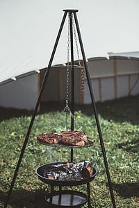 meats on black metal hanging grill thumbnail