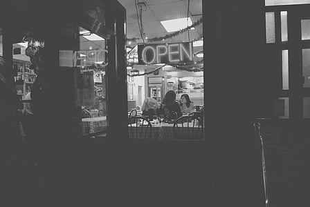gray, scale, photo, two, girls, sitting thumbnail