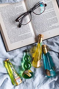 Group of colorful little bottles with liqueurs thumbnail