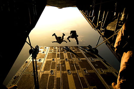 Two Man Sky Diving in Low Angle Photography thumbnail