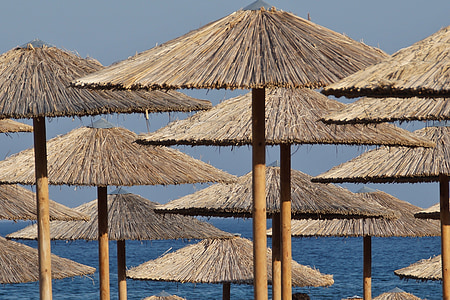 brown huts on seashore thumbnail