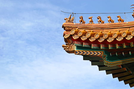 brown and red concrete roof with statue decors thumbnail