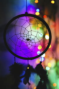 black dream catcher on multicolored background thumbnail