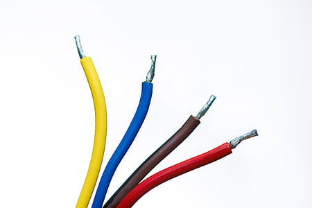 four yellow, blue, brown, and red coated wires thumbnail