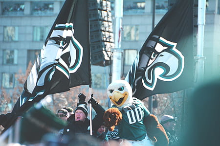 man wearing mascot of Philadelphia Eagles thumbnail