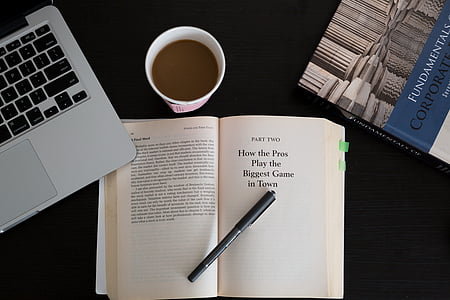 black text-printed book page with pen ] thumbnail