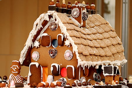 brown and white ginger bread house model thumbnail