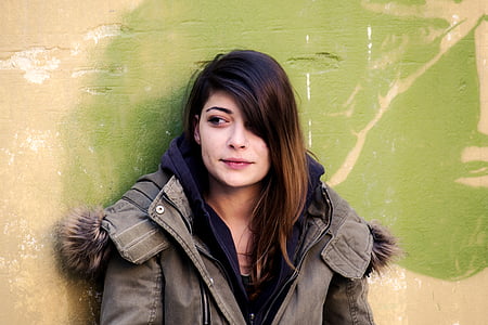 woman wearing gray parka jacket thumbnail