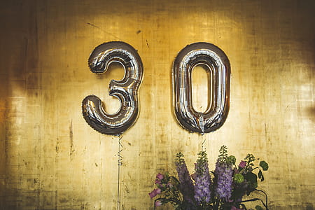 two metallic gray number baloons thumbnail