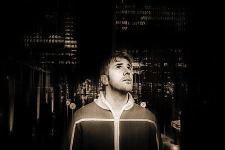 man looking up photo thumbnail