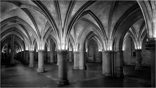 Grayscale Photo of Multi Arch Pathway thumbnail