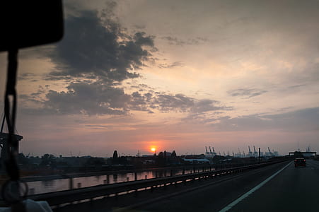 road, dawn, landscape, sunset thumbnail