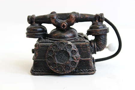 vintage brown cradle rotary telephone miniature thumbnail