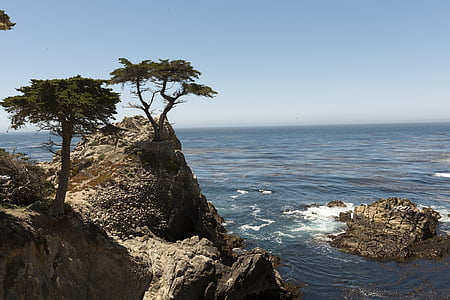 aerial photography of rock formation near sea at daytime thumbnail