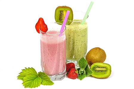 two strawberry and kiwi fruit shakes thumbnail