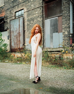 woman wearing white halter dress thumbnail