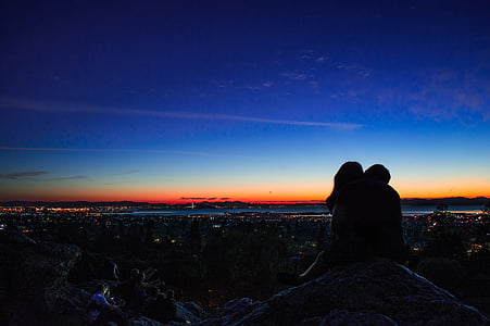 silhouette of two person during nighttime thumbnail