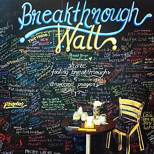 round brown wooden cocktail table near wordcloud written wall thumbnail