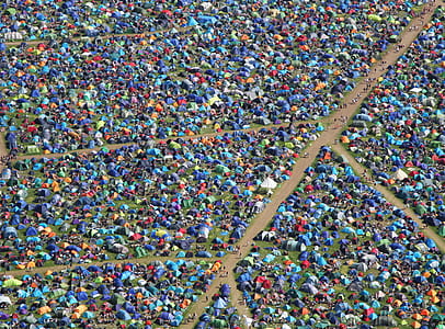 bird's eyeview of a group of gathering people thumbnail