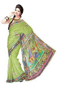 women's green saree dress thumbnail