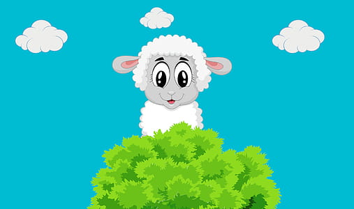 Illustration of sheep and shrub. thumbnail