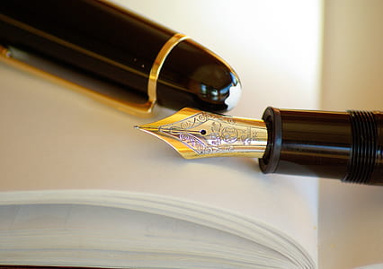 Gold and Silver Nib Black Holder Pen thumbnail